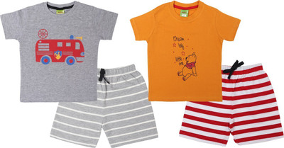 ShaishavWears Baby Boys Casual T-shirt Shorts(GreyB - Mustrad)