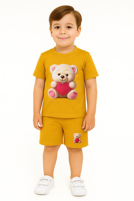 HouseOfCommon Boys Casual T-shirt Pant(Yellow)