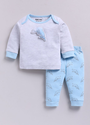 Smart Baby Baby Boys Casual T-shirt Pyjama(Beige, White)