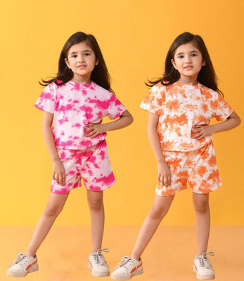 NVELIS Girls Casual T-shirt Shorts(Multicolor 17)
