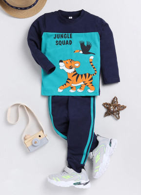 carrydreams Boys Casual T-shirt Trouser(SEAGREEN_BLUE)
