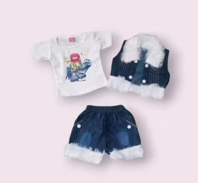 Mudhgal Creation Baby Girls Casual Top Shorts, Jacket(blue)
