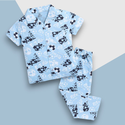 VRUKSHMANI Kids Nightwear Baby Boys & Baby Girls Printed Cotton Blend(Multicolor Pack of 1)
