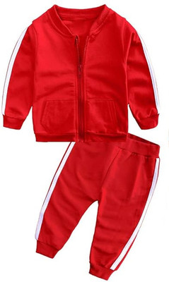 Mayneisha Baby Boys & Baby Girls Casual Jacket Track Suit(Red)