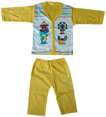 Hafeela Baby Boys Casual Top Pant(YELLOW)