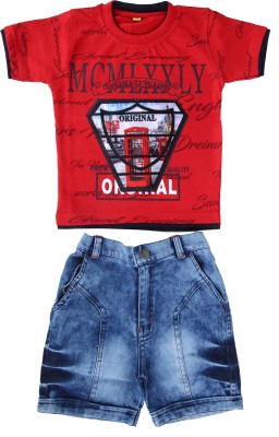 ZADMUS Boys Party(Festive) T-shirt T-shirt, Pant(Red)