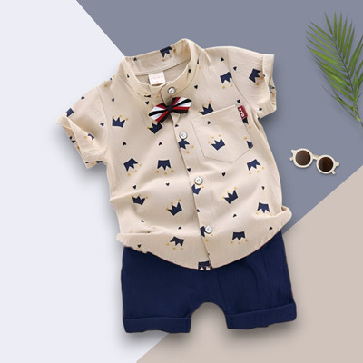 WinsKart Baby Boys & Baby Girls Party(Festive) Shirt Shorts(ROYALTAJ_CHIKU_BLUE)