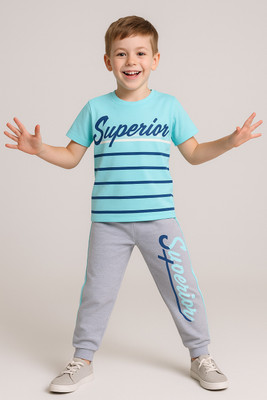 Todd N Teen Boys Casual T-shirt Track Pants(teal)