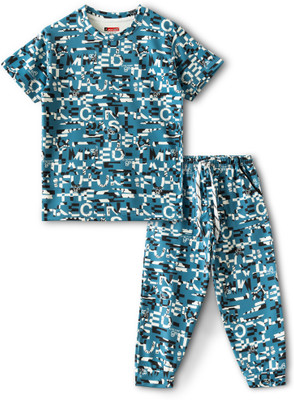 JACKBOY Boys & Girls Casual T-shirt Pant(Blue)