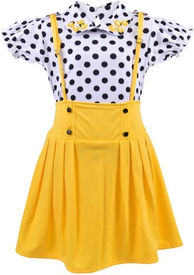 Wishkaro Girls Casual Top Skirt(Yellow)