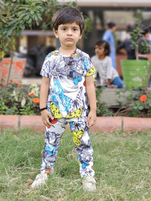 ALANTA Boys & Girls Casual T-shirt Pant(BUTTERFLY)