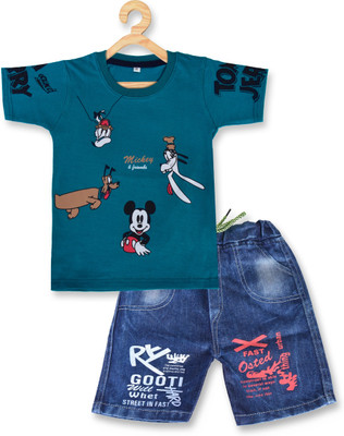 Style Generation Boys Mickey Party(Festive) T-shirt Pant(Dark Blue)