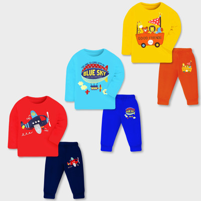 Lavi-Tavi Baby Boys & Baby Girls Casual T-shirt Pyjama(Combo 8)
