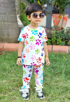 Kilimoli Baby Boys & Baby Girls Casual T-shirt Track Pants(WHITE PAM)