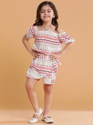 TALES & STORIES Girls Party(Festive) Top Skirt(Pink)