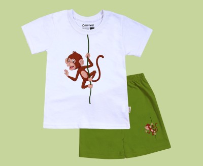 Baby Wolf Baby Boys & Baby Girls Casual T-shirt Shorts(White)