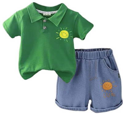 Bold N Elegant Baby Boys Casual T-shirt Shorts(Green)
