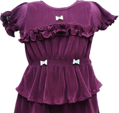 Tan-Ways Baby Girls Party(Festive) Top Skirt(Purple)