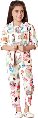 Fashion Galleria Baby Girls Party(Festive) Blazer Top, Pant, Blazer(of white)