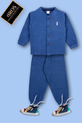 3BROS Baby Boys & Baby Girls Casual Shirt Pyjama(Metallic Blue)