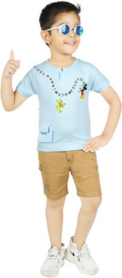 Choo Choo Boys Casual T-shirt Shorts(Sky Blue)