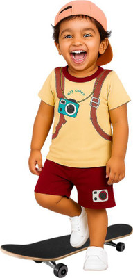 AMY Baby Boys Casual T-shirt Shorts(YELLOW & RED)