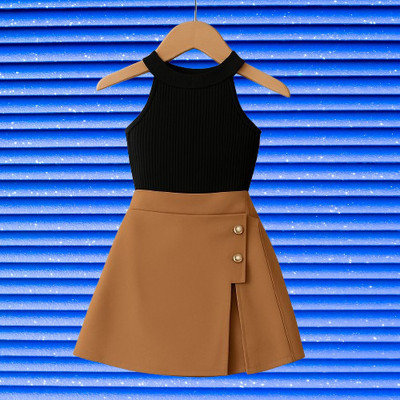 RIYANSHI Girls Casual Top Skirt(Black, Brown)