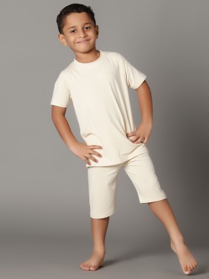 GoofOn By Bamboo Cotton Boys Casual T-shirt Shorts(Beige)