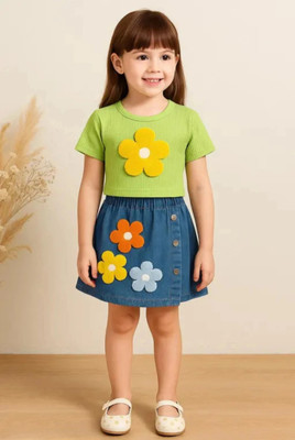 MT SAHIN DRESS Baby Girls Casual Skirt Top(Green)
