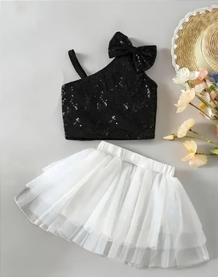 Small & Stylish Baby Girls Party(Festive) Top Skirt(BLACK,WHITE)