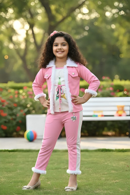 NASEnterprise Girls Party(Festive) Jacket Pant(Pink, White)