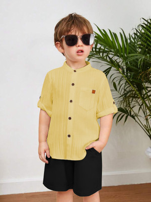 Nelkar Baby Boys & Baby Girls Casual Shirt Shorts(YELLOW)