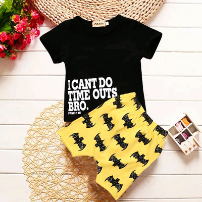 SANWARIA CLUB Baby Boys Casual T-shirt Shorts(BLACK, YELLOW)