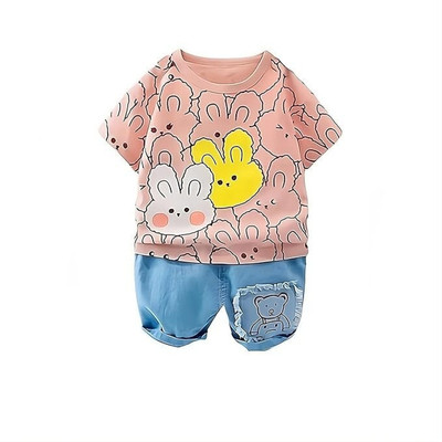 INDHRANI Baby Boys Casual T-shirt Shorts(Peach)