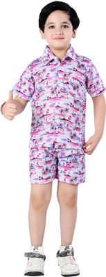 Arshia Fashions Boys Party(Festive) Shirt Shorts(Purple)