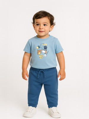 NautiNati Baby Boys Casual T-shirt Pant(Blue)