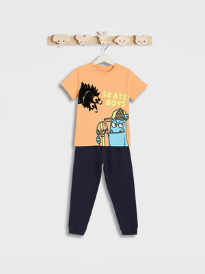 JUNIORS by Babyshop Boys Casual T-shirt Pyjama(Orange)