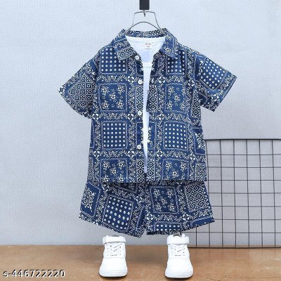 ZIKIGO Baby Boys & Baby Girls Casual Shirt Shorts(Blue.)