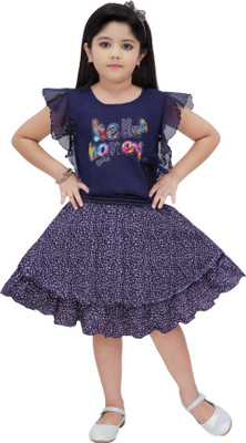 RAJIBUL FASHION Girls Casual Top Skirt(Neavy Blue)