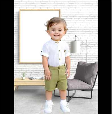 Riyannshi Boys Casual Shirt Pant(Green)