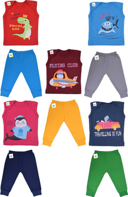 Toddylon Baby Boys & Baby Girls Casual T-shirt Pyjama(Multicolor)