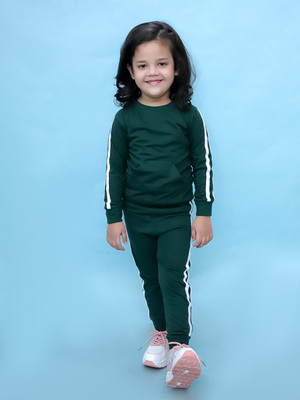 Chandrika Girls Casual T-shirt Track Pants(BOTTLEGREEN)