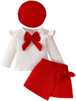 Mpori Fashion Baby Girls Party(Festive) Top Skirt(RED)