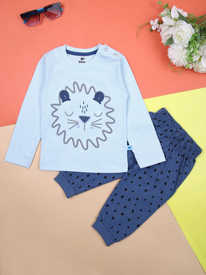 V-MART Baby Boys Casual T-shirt Pyjama(Sky Blue)