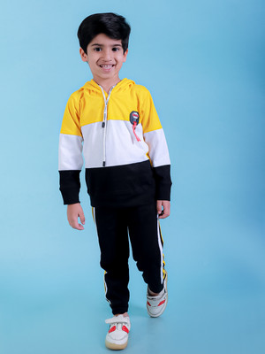 Chandrika Boys Casual T-shirt Track Pants(YELLOW)