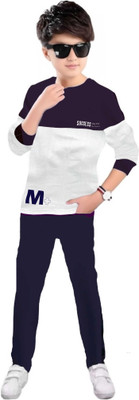 SIXER Boys Casual T-shirt Track Pants(NAVY, WHITE)
