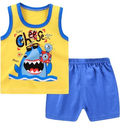 Bold N Elegant Baby Boys & Baby Girls Casual T-shirt Shorts(Yellow Blue)