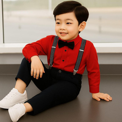 HV CREATION COLLECTION Baby Boys Party(Festive) Shirt Pant(Red)