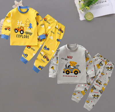 Dreamz Baby Boys & Baby Girls Casual T-shirt Track Pants(Yellow-Grey)