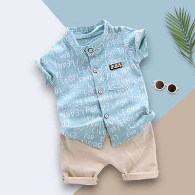WinsKart Baby Boys & Baby Girls Party(Festive) Shirt Shorts(ALPHA_SKY_CHIKU)
